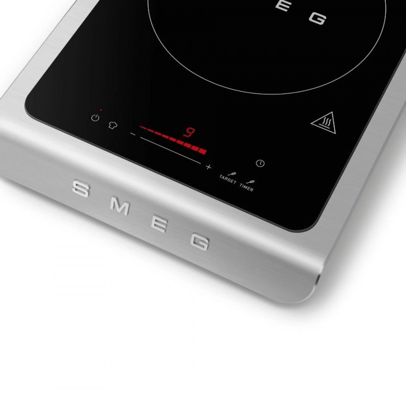 Преносим индукционен котлон Smeg PIC01BLMEU, 2100 W, Керамично стъкло, Черен мат