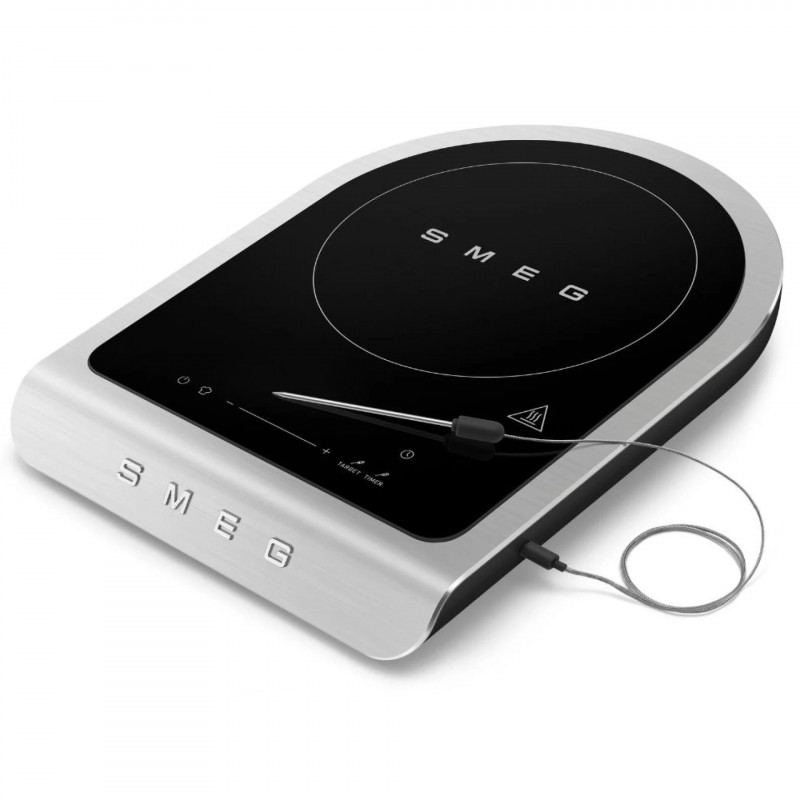 Преносим индукционен котлон Smeg PIC01BLMEU, 2100 W, Керамично стъкло, Черен мат