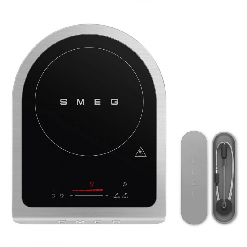 Преносим индукционен котлон Smeg PIC01BLMEU, 2100 W, Керамично стъкло, Черен мат