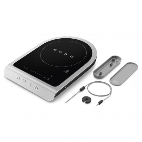 Преносим индукционен котлон Smeg PIC01BLMEU, 2100 W, Керамично стъкло, Черен мат