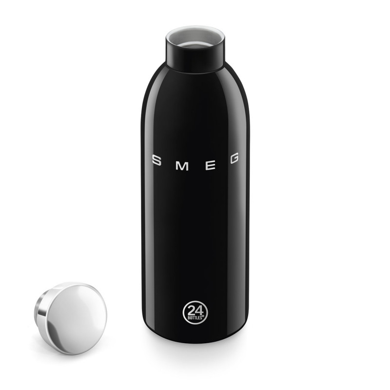 Термо бутилка SMEG Clima 50's Style WBF01BL, 500 мл, Херметично затваряне, Двустенна, Неръждаема стомана 18/8, Черен