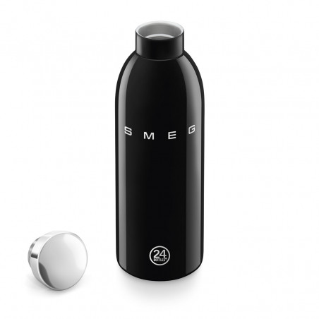 Термо бутилка SMEG Clima 50's Style WBF01BL, 500 мл, Херметично затваряне, Двустенна, Неръждаема стомана 18/8, Черен