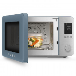 Комбинирана микровълнова фурна с горещ въздух SMEG Collezione MOC02SBMEU, 900W, 27 л, 25 програми, Плавно затваряне, Индивидуални настройки, Син