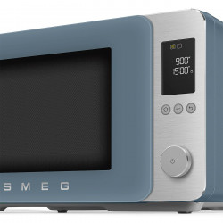 Комбинирана микровълнова фурна с горещ въздух SMEG Collezione MOC02SBMEU, 900W, 27 л, 25 програми, Плавно затваряне, Индивидуални настройки, Син