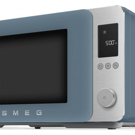 Комбинирана микровълнова фурна с горещ въздух SMEG Collezione MOC02SBMEU, 900W, 27 л, 25 програми, Плавно затваряне, Индивидуални настройки, Син