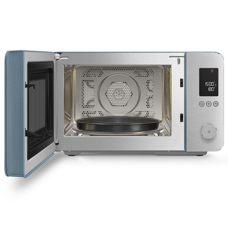 Комбинирана микровълнова фурна с горещ въздух SMEG Collezione MOC02SBMEU, 900W, 27 л, 25 програми, Плавно затваряне, Индивидуални настройки, Син