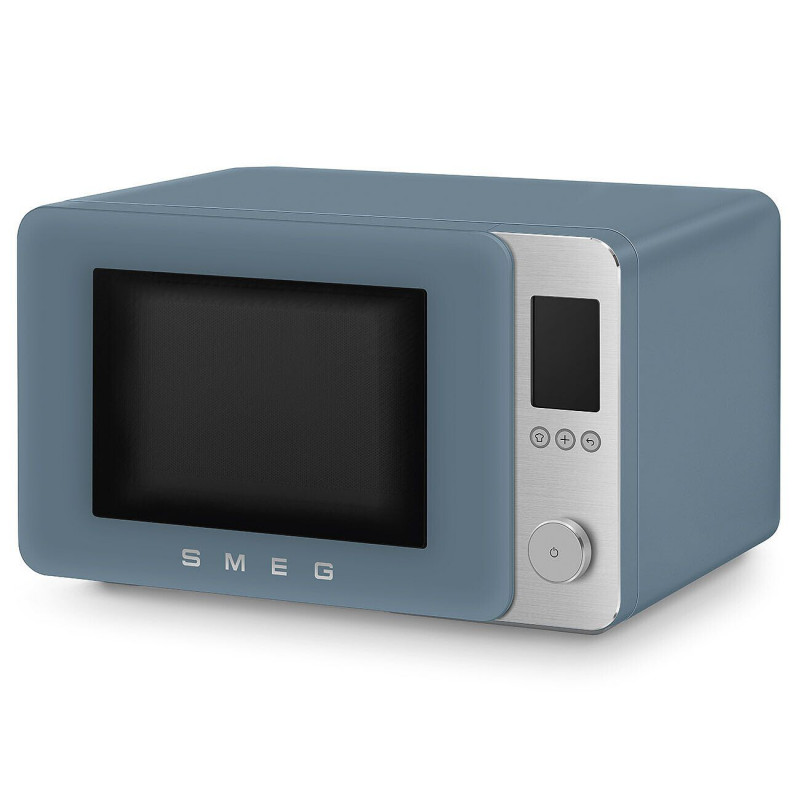 Комбинирана микровълнова фурна с горещ въздух SMEG Collezione MOC02SBMEU, 900W, 27 л, 25 програми, Плавно затваряне, Индивидуални настройки, Син
