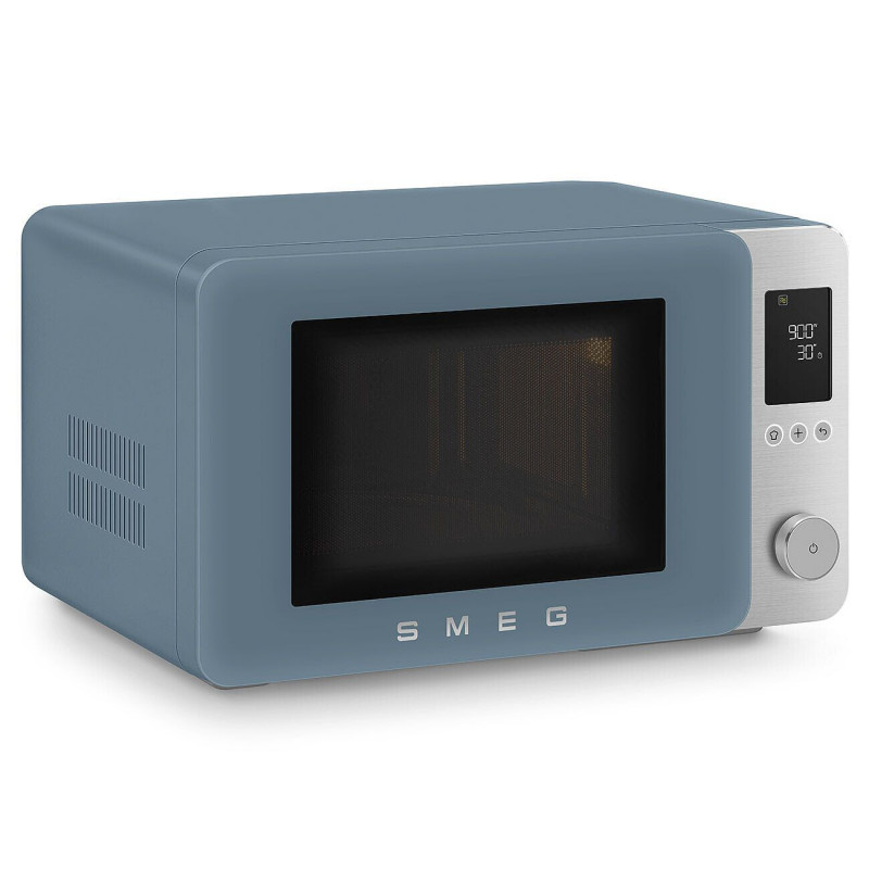 Комбинирана микровълнова фурна с горещ въздух SMEG Collezione MOC02SBMEU, 900W, 27 л, 25 програми, Плавно затваряне, Индивидуални настройки, Син