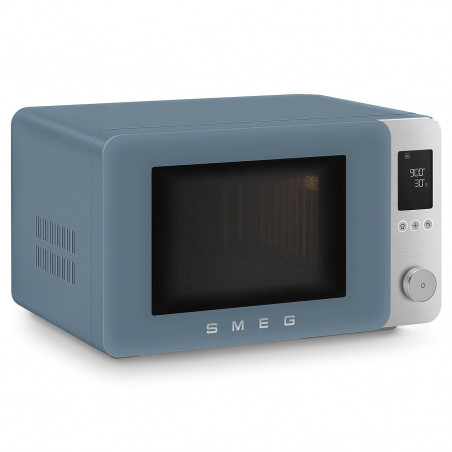 Комбинирана микровълнова фурна с горещ въздух SMEG Collezione MOC02SBMEU, 900W, 27 л, 25 програми, Плавно затваряне, Индивидуални настройки, Син