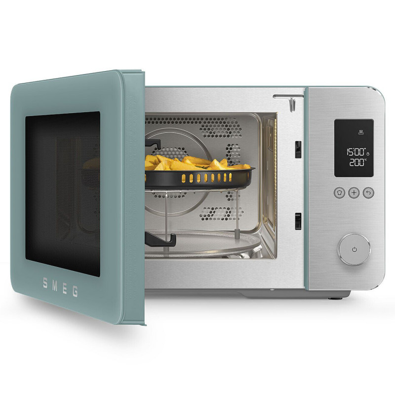 Комбинирана микровълнова фурна с горещ въздух SMEG Collezione MOC02EGMEU, 900W, 27 л, 25 програми, Плавно затваряне, Индивидуални настройки, Зелен