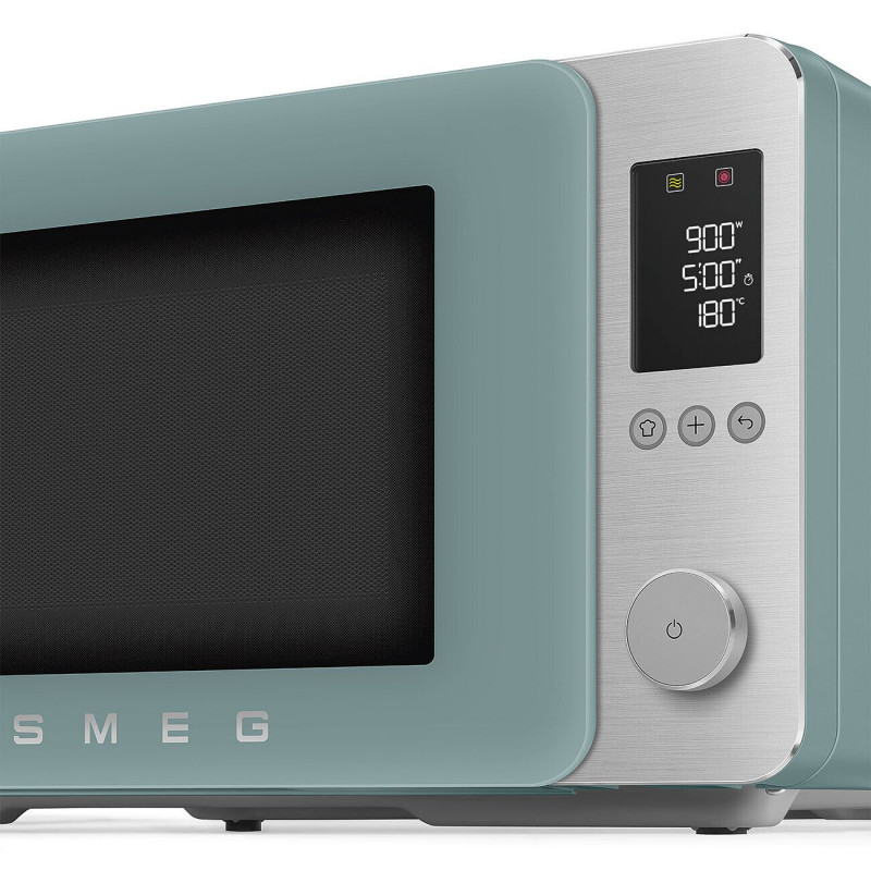 Комбинирана микровълнова фурна с горещ въздух SMEG Collezione MOC02EGMEU, 900W, 27 л, 25 програми, Плавно затваряне, Индивидуални настройки, Зелен