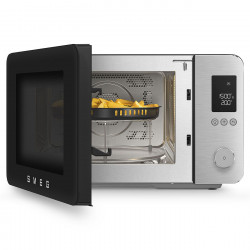 Комбинирана микровълнова фурна с горещ въздух SMEG Collezione MOC02BLMEU, 900W, 27 л, 25 програми, Плавно затваряне, Индивидуални настройки, Черен мат