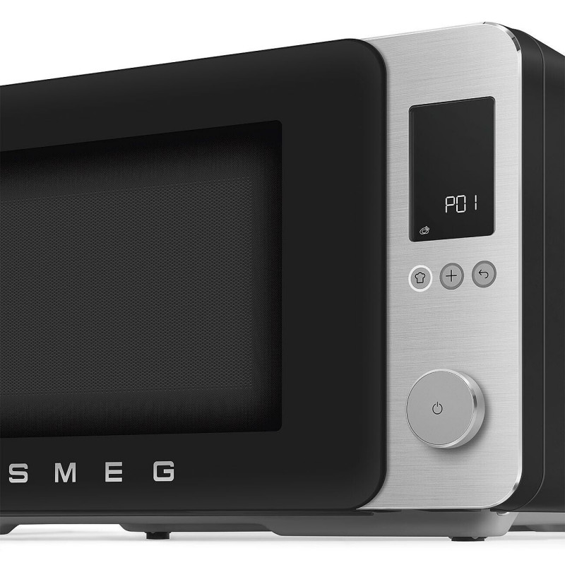 Комбинирана микровълнова фурна с горещ въздух SMEG Collezione MOC02BLMEU, 900W, 27 л, 25 програми, Плавно затваряне, Индивидуални настройки, Черен мат