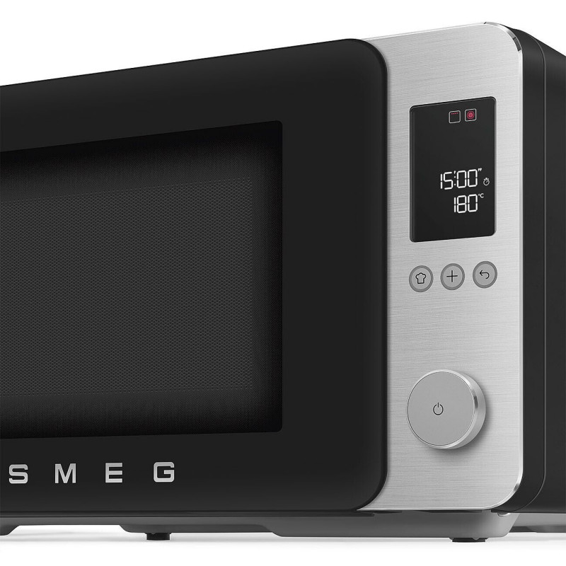 Комбинирана микровълнова фурна с горещ въздух SMEG Collezione MOC02BLMEU, 900W, 27 л, 25 програми, Плавно затваряне, Индивидуални настройки, Черен мат