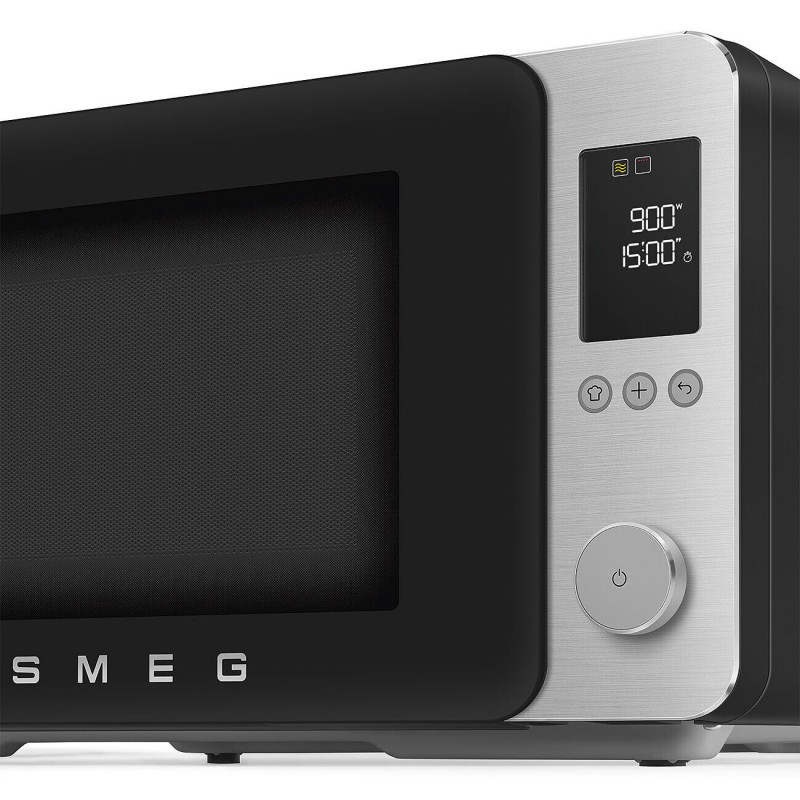 Комбинирана микровълнова фурна с горещ въздух SMEG Collezione MOC02BLMEU, 900W, 27 л, 25 програми, Плавно затваряне, Индивидуални настройки, Черен мат
