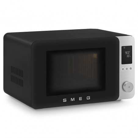 Комбинирана микровълнова фурна с горещ въздух SMEG Collezione MOC02BLMEU, 900W, 27 л, 25 програми, Плавно затваряне, Индивидуални настройки, Черен мат