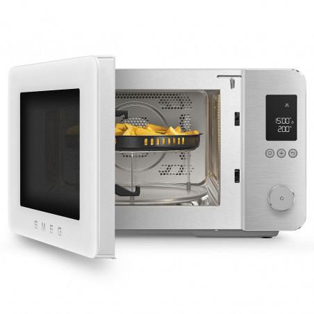 Комбинирана микровълнова фурна с горещ въздух SMEG Collezione MOC02WHMEU, 900W, 27 л, 25 програми, Плавно затваряне, Индивидуални настройки, Бял мат
