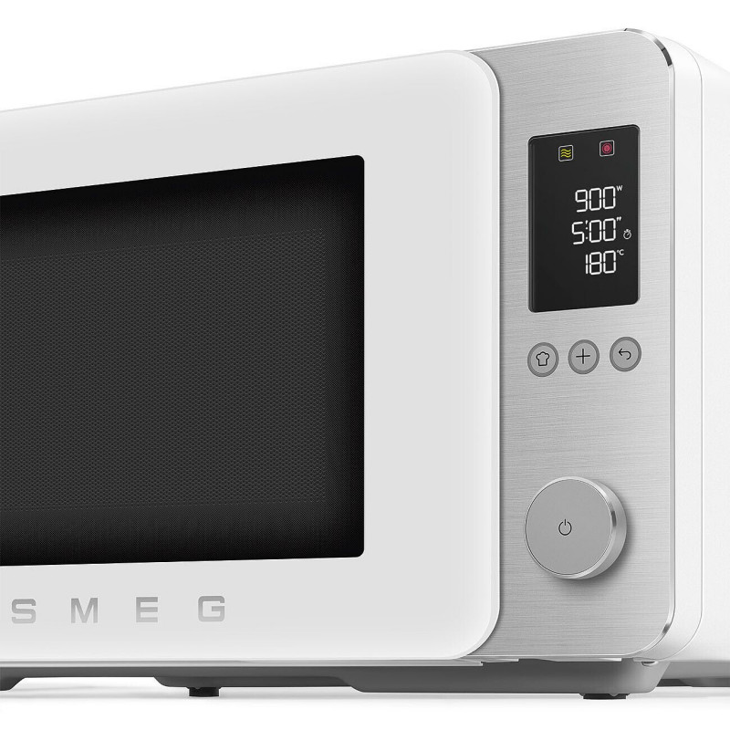 Комбинирана микровълнова фурна с горещ въздух SMEG Collezione MOC02WHMEU, 900W, 27 л, 25 програми, Плавно затваряне, Индивидуални настройки, Бял мат
