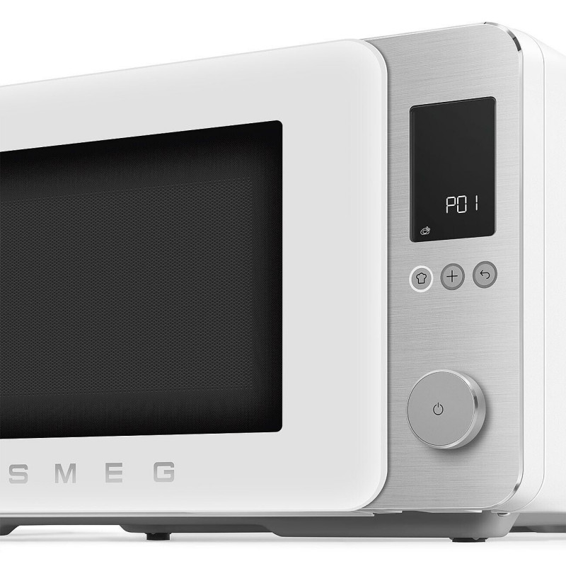 Комбинирана микровълнова фурна с горещ въздух SMEG Collezione MOC02WHMEU, 900W, 27 л, 25 програми, Плавно затваряне, Индивидуални настройки, Бял мат