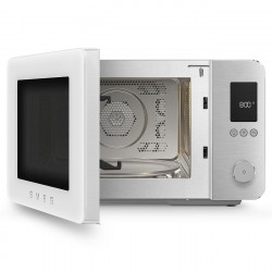 Комбинирана микровълнова фурна с горещ въздух SMEG Collezione MOC02WHMEU, 900W, 27 л, 25 програми, Плавно затваряне, Индивидуални настройки, Бял мат