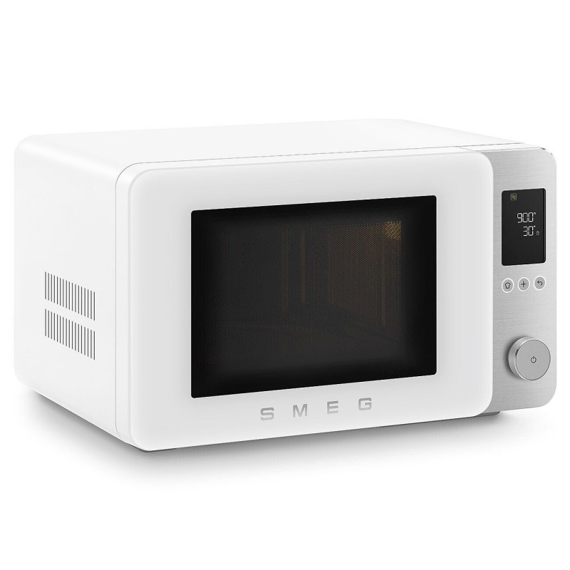 Комбинирана микровълнова фурна с горещ въздух SMEG Collezione MOC02WHMEU, 900W, 27 л, 25 програми, Плавно затваряне, Индивидуални настройки, Бял мат