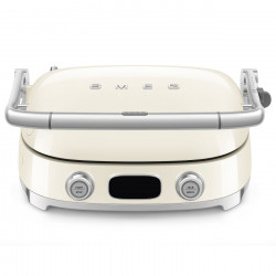 Многофункционален грил SMEG 50's Style MGF01CREU, 2100W, 60-230°C, 3 програми, Керамично покритие, Тава за отцеждане, Звуков сигнал, Таймер, Крем