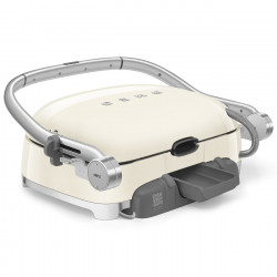 Многофункционален грил SMEG 50's Style MGF01CREU, 2100W, 60-230°C, 3 програми, Керамично покритие, Тава за отцеждане, Звуков сигнал, Таймер, Крем