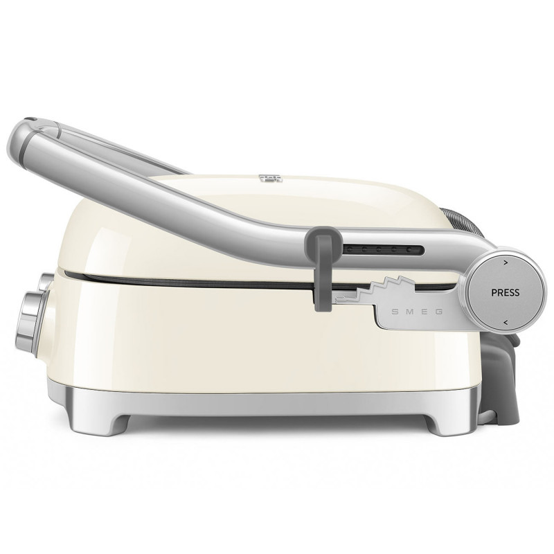 Многофункционален грил SMEG 50's Style MGF01CREU, 2100W, 60-230°C, 3 програми, Керамично покритие, Тава за отцеждане, Звуков сигнал, Таймер, Крем
