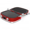 Многофункционален грил SMEG 50's Style MGF01RDEU, 2100W, 60-230°C, 3 програми, Керамично покритие, Тава за отцеждане, Звуков сигнал, Таймер, Червен