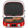Многофункционален грил SMEG 50's Style MGF01RDEU, 2100W, 60-230°C, 3 програми, Керамично покритие, Тава за отцеждане, Звуков сигнал, Таймер, Червен