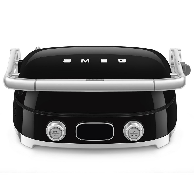 Многофункционален грил SMEG 50's Style MGF01BLEU, 2100W, 60-230°C, 3 програми, Керамично покритие, Тава за отцеждане, Звуков сигнал, Таймер, Черен