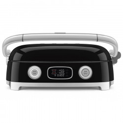 Многофункционален грил SMEG 50's Style MGF01BLEU, 2100W, 60-230°C, 3 програми, Керамично покритие, Тава за отцеждане, Звуков сигнал, Таймер, Черен