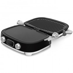 Многофункционален грил SMEG 50's Style MGF01BLEU, 2100W, 60-230°C, 3 програми, Керамично покритие, Тава за отцеждане, Звуков сигнал, Таймер, Черен