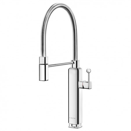 Полупрофесионален смесител за вода Smeg MDF50SS, 5 bar, Подвижна слушалка, Въртящ се на 360° чучур, Инокс
