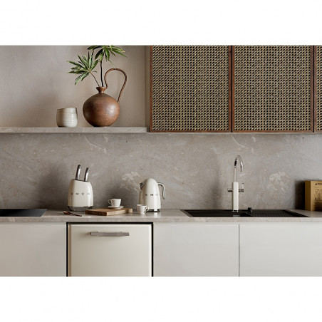 Полупрофесионален смесител за вода Smeg MDF50PB, 5 bar, Подвижна слушалка, Въртящ се на 360° чучур, Пастелно син