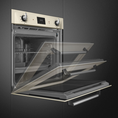 Фурна за вграждане Smeg SOP6900TP, 3000W, 68 л, Клас A, 9 функции и 5 нива на готвене, Самопочистване, Таймер, 30-280C, Крема