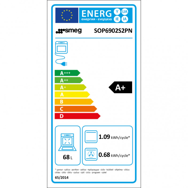 Фурна за вграждане Smeg SOP6902S2PN, 3000W, 68 л, Клас A++, 12 функции и 5 нива на готвене, Готвене чрез Комбинирана пара, Самопочистване, Таймер, 30-280C, Черен