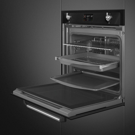 Фурна за вграждане Smeg SOP6902S2PN, 3000W, 68 л, Клас A++, 12 функции и 5 нива на готвене, Готвене чрез Комбинирана пара, Самопочистване, Таймер, 30-280C, Черен