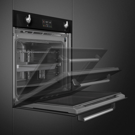 Фурна за вграждане Smeg SOP6902S2PN, 3000W, 68 л, Клас A++, 12 функции и 5 нива на готвене, Готвене чрез Комбинирана пара, Самопочистване, Таймер, 30-280C, Черен