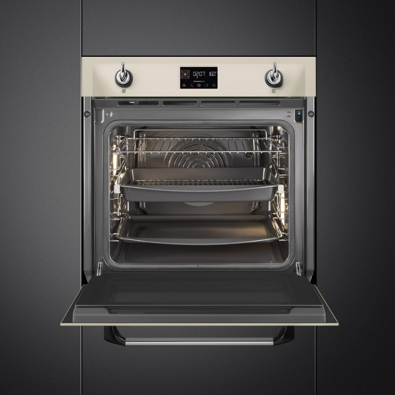 Фурна за вграждане Smeg SOP6902S2PP, 3000W, 68 л, Клас A++, 12 функции и 5 нива на готвене, Готвене чрез Комбинирана пара, Самопочистване, Таймер, 30-280C, Крема
