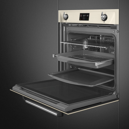 Фурна за вграждане Smeg SOP6902S2PP, 3000W, 68 л, Клас A++, 12 функции и 5 нива на готвене, Готвене чрез Комбинирана пара, Самопочистване, Таймер, 30-280C, Крема