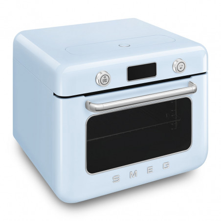 Мини фурна с комбинирана пара Smeg COF01PBEU, 1800 W, 10 функции, LCD дисплей, 40-230C, Пастелно синя