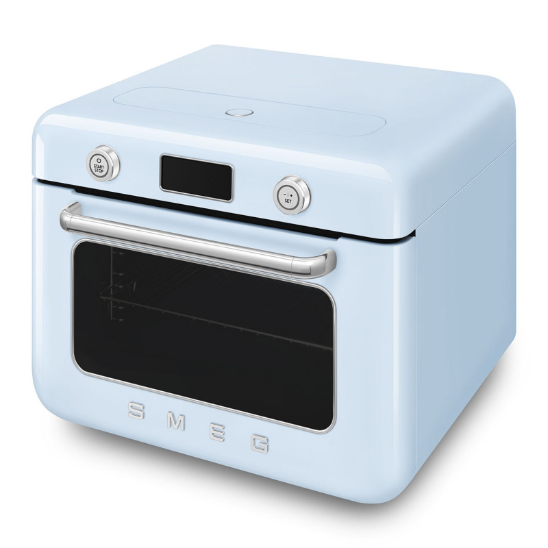 Мини фурна с комбинирана пара Smeg COF01PBEU, 1800 W, 10 функции, LCD дисплей, 40-230C, Пастелно синя