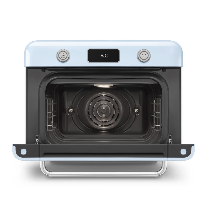 Мини фурна с комбинирана пара Smeg COF01PBEU, 1800 W, 10 функции, LCD дисплей, 40-230C, Пастелно синя