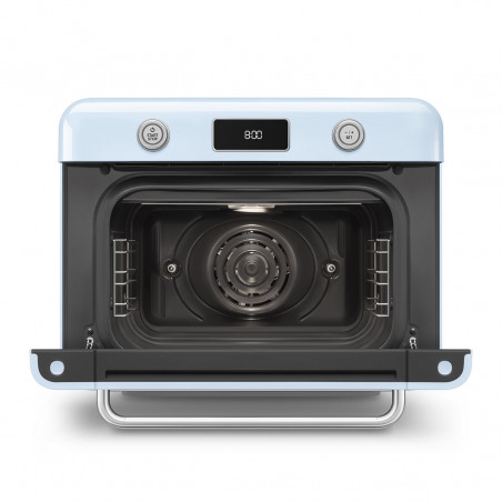 Мини фурна с комбинирана пара Smeg COF01PBEU, 1800 W, 10 функции, LCD дисплей, 40-230C, Пастелно синя
