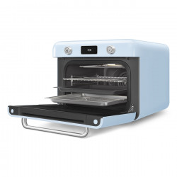 Мини фурна с комбинирана пара Smeg COF01PBEU, 1800 W, 10 функции, LCD дисплей, 40-230C, Пастелно синя