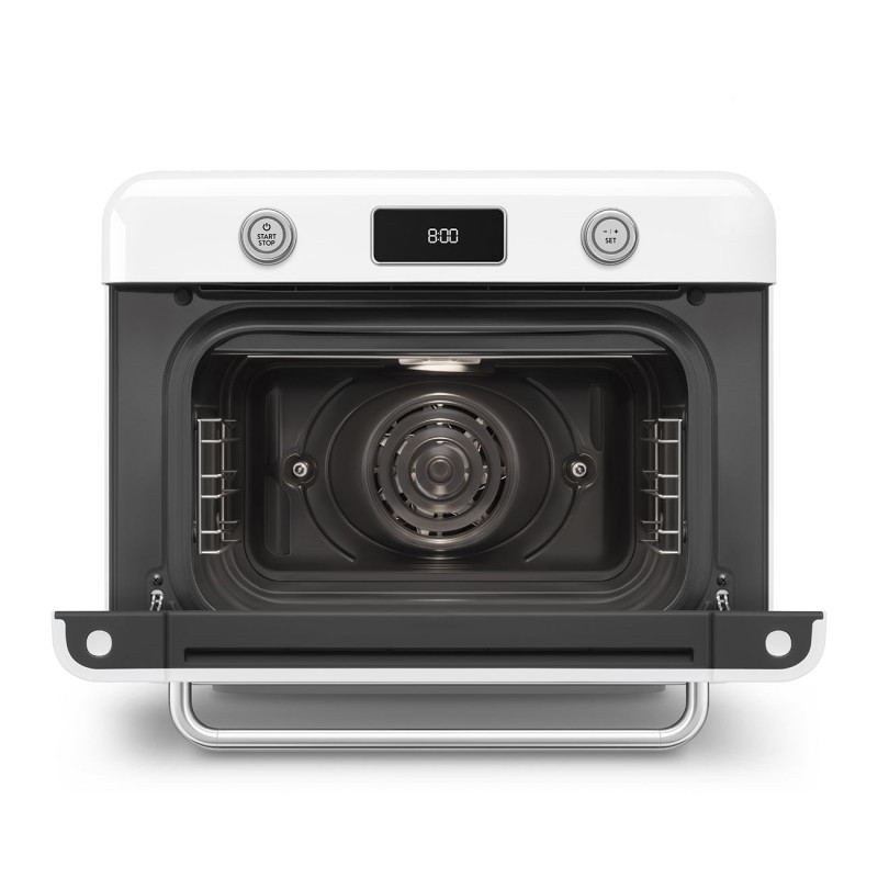 Мини фурна с комбинирана пара Smeg COF01WHEU, 1800 W, 10 функции, LCD дисплей, 40-230C, Бяла
