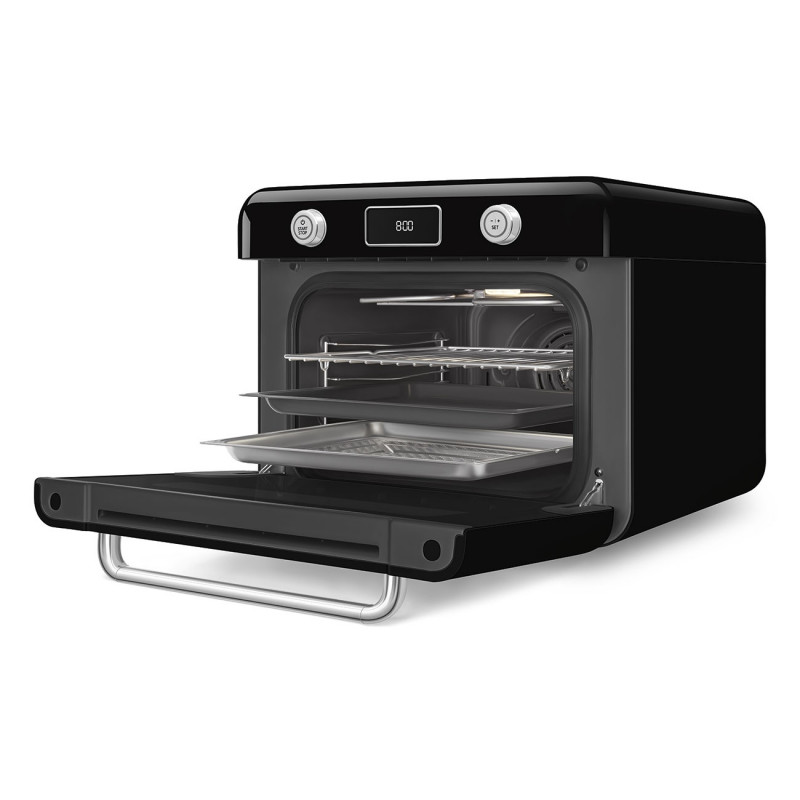 Мини фурна с комбинирана пара Smeg COF01BLEU, 1800 W, 10 функции, LCD дисплей, 40-230C, Черна