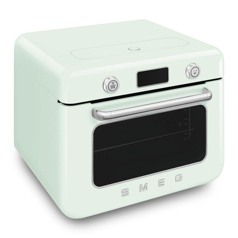 Мини фурна с комбинирана пара Smeg COF01PGEU, 1800 W, 10 функции, LCD дисплей, 40-230C, Пастелно зелена