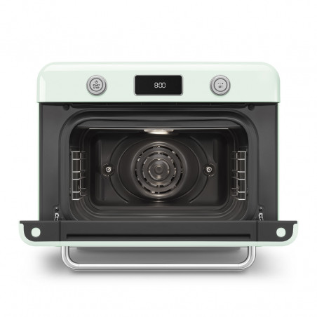 Мини фурна с комбинирана пара Smeg COF01PGEU, 1800 W, 10 функции, LCD дисплей, 40-230C, Пастелно зелена